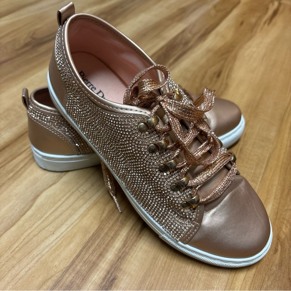 Pierre Dumas Gold Rhinestone Sneakers Sz 9